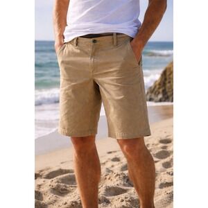 Volcom Khaki Chino Shorts Mens 28 Beige Skate Surf Casual Classic Flat Front
